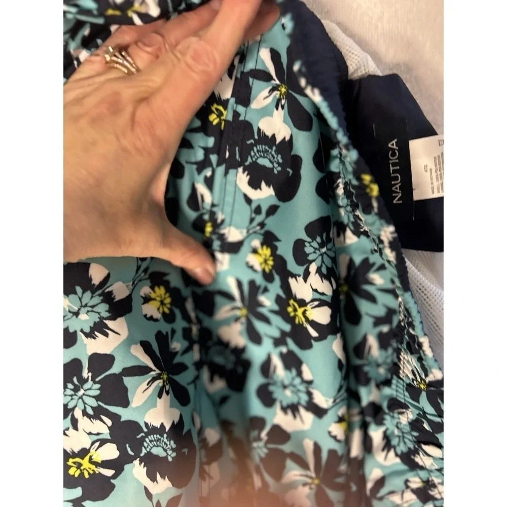 Nautical NWT Men's Swim Suit Trunks Poppy Print Blue Green Size 4XL